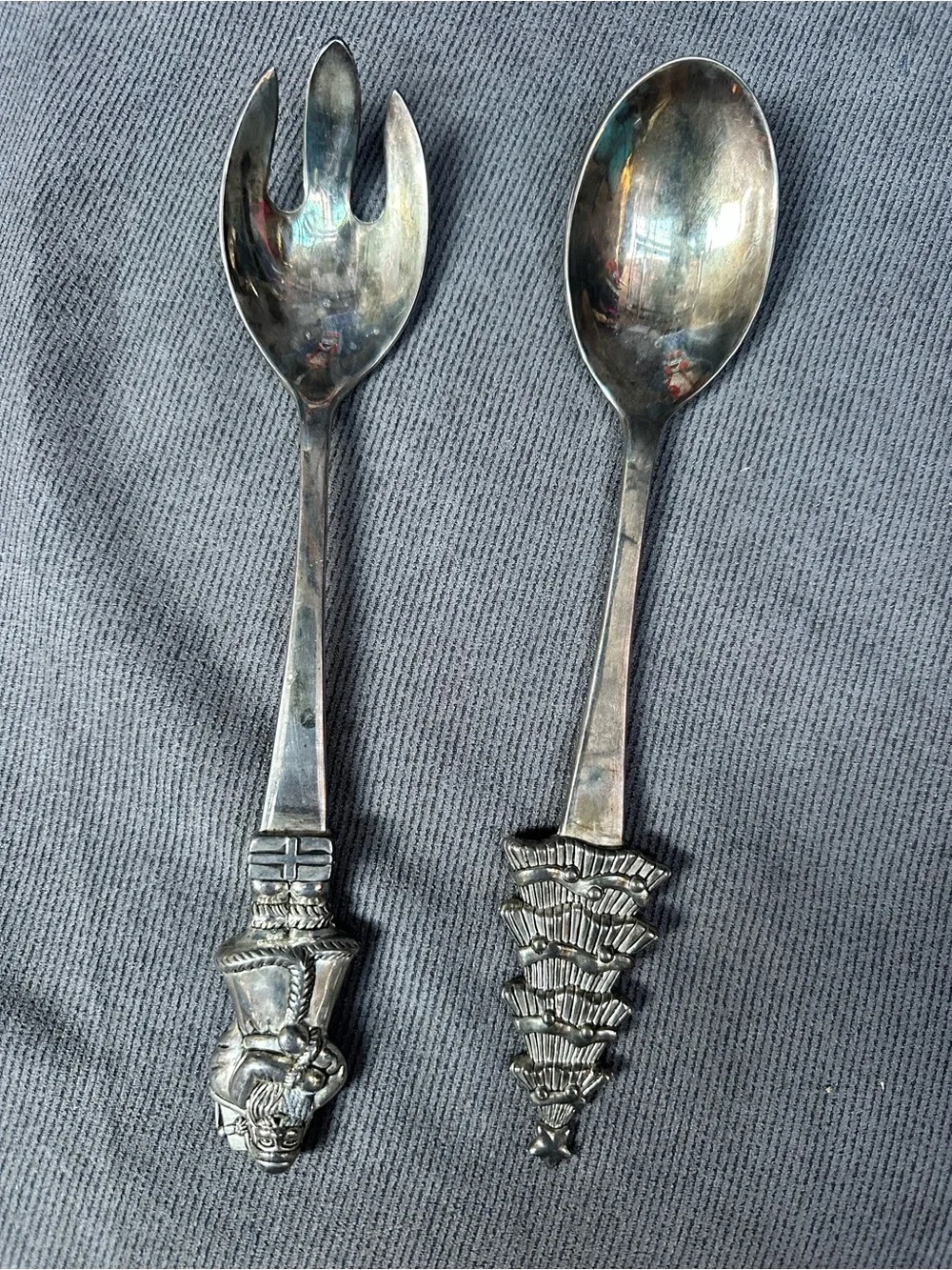 Wallace christmas silver plated serving spoon & fork Wallace